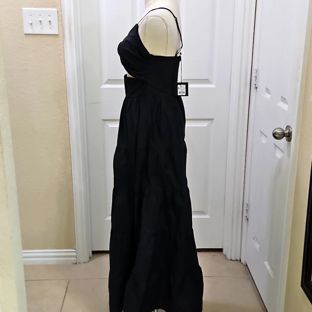 Charlotte Russe Black Front Cutout Ruffle Hem Maxi Cami Dress Size Small NWT - Picture 5 of 12